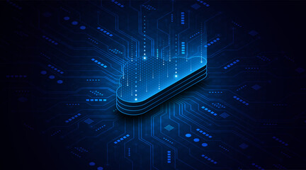 Abstract cloud technology circuit board. Large data center concept. modern cloud storage technology innovation concept background	