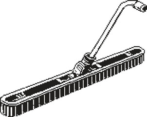 Vintage illustration of a long cleaning brush with a curved metal handle