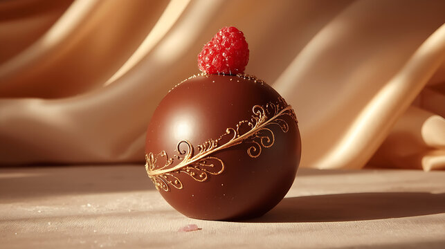 Presenting a decadent chocolate dessert sphere ai genrative