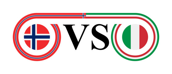 concept between norway vs italy. vector illustration isolated on white background
