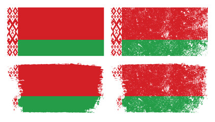 Grunge Belarus Flags Vector Illustration Set of Four Designs