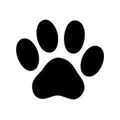 Simple paw print in black on a white background for animal lovers