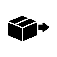 Isometric view of a moving box with an arrow indicating direction