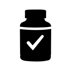 Illustration of a Black Medicine Bottle with a White Check Mark on it