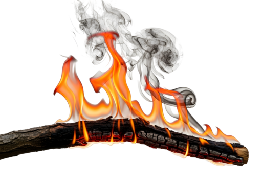 Burning Log With Smoke