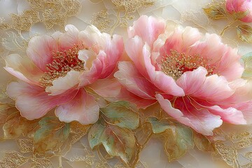 3D soft, delicate pink blossoms background with serene elegance.