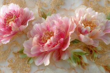 3D soft, delicate pink blossoms background with serene elegance.