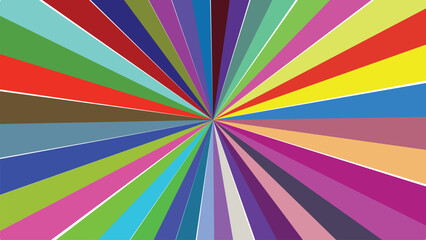 Explosion of vibrant colors radiating outwards like a psychedelic sunburst abstract background pattern