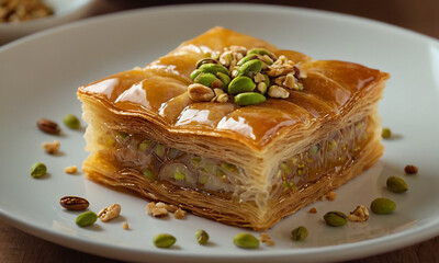 Cinematic Indian Food ASMR - Delicious Baklava Sweet Pastry with Dripping Syrup