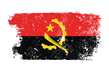 Angola Flat Flag with Dust and Grunge Effect Vector Illustration
