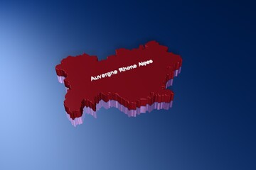 Obraz premium Auvergne Rhone Alpes state of France in 3D illustration 1