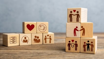 wooden tower of blocks each engraved with a welln