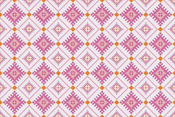 Colorful geometric pattern with pink and orange shapes on a white background for vibrant design projects