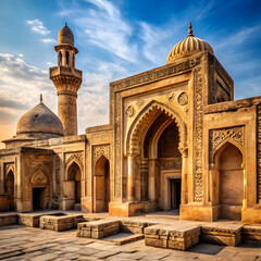 Fototapeta premium ancient stone mosque ruins with islamic carvings