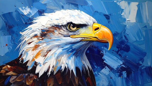 Detailed close-up portrait of an eagle