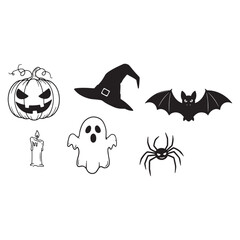 Fototapeta premium Halloween Icons Pumpkin Bat Ghost Spider and Candle