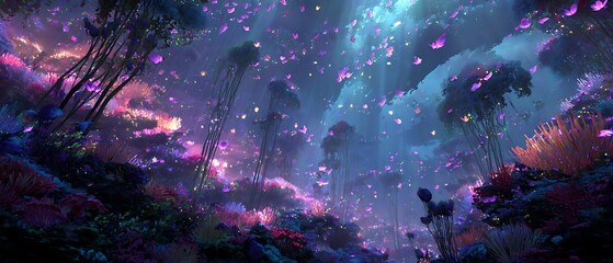 Neon Bioluminescent Sky Garden