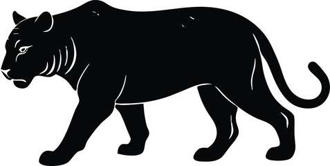  tiger prowling vector, predator silhouette illustration