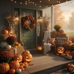 Obraz premium halloween background with pumpkins