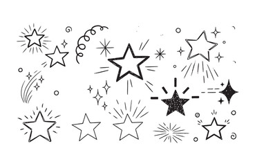 Chalk Crayon Star Doodle Vector Set