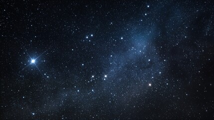 a breathtaking view of the night sky filled with countless distant stars and subtle nebulosity, featuring the bright star vega prominently positioned on the left.