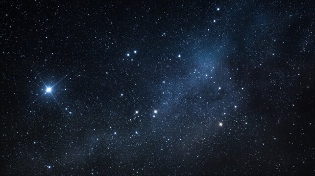 a breathtaking view of the night sky filled with countless distant stars and subtle nebulosity, featuring the bright star vega prominently positioned on the left.