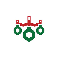Abstract Christmas Ornament Icon Design holiday decoration vector illustration simple geometric green red white minimal graphic symbol