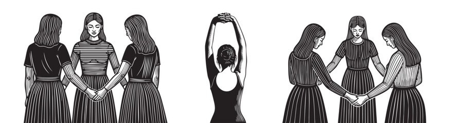 Women holding hands in unity and strength, inspiring female bond