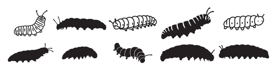 caterpillar silhouette white background vector