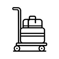 Obraz premium A simple line drawing of a luggage cart with two suitcases stacked on top of each other ready to be moved