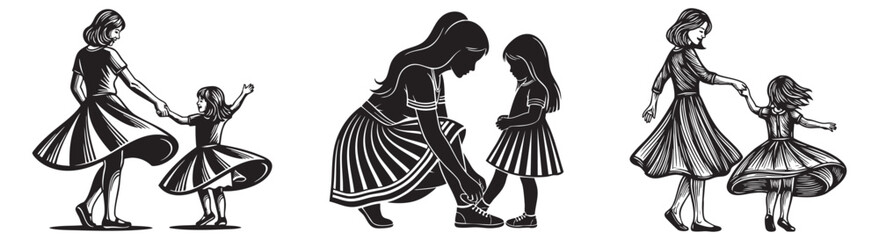 Joyful mother and daughter moments, dancing and bonding in loving embrace