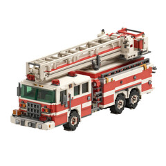 Fototapeta premium Pixelated fire truck with extendable ladder