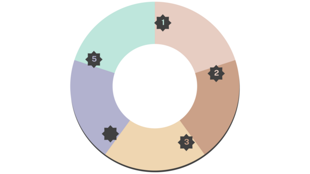donut chart infographic, circular process diagram, five step business chart