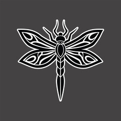 Stylized dragonfly graphic with ornate wings insect sticker