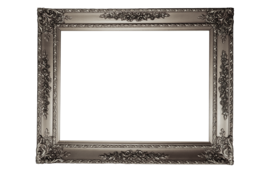 Old royal grey, silver  frame white or PNG not background, Vintage photo frame idea, antique, vector design pattern, vintage grey rectangle. - Powered by Adobe