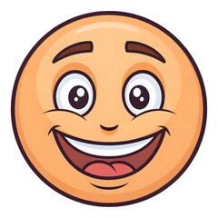 Fototapeta premium Yellow big smiling face emoji isolated on white background, expressing happiness, joy, positivity, friendliness