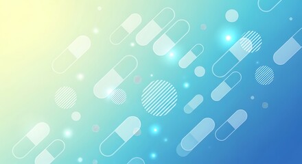 Abstract Medical Capsule and Circle Pattern on Gradient Background Keywords: abstract, medical, capsule, pill, circle, pattern, background, gradient, blue, yellow, white, science, health