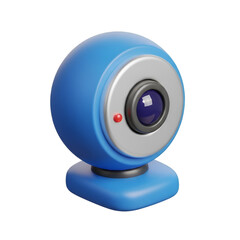 Blue 3d render webcam isolated on transparent background