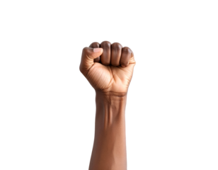 A raised fist symbolizing strength, unity, and resistance against oppression in a powerful gesture of solidarity.