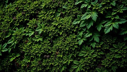 Obraz premium Intricate leafy green texture, resembling moss or lichen, design, textured background