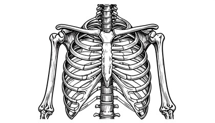 Detailed illustration of a human ribcage