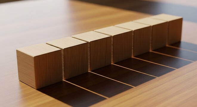 The monochromatic arrangement of tan cubic components demonstrates how creative blocks can form various structures when properly placed, inspiring thoughts of unity and construction on a wooden