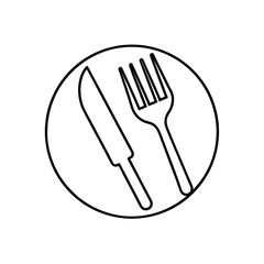 fork and knife icon  simple outline style 