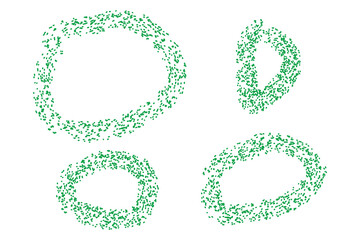 Abstract green leafy shapes on white background