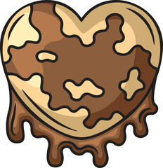 Heartshaped cookie with dripping chocolate frosting