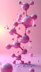 Pink molecular structure on a pink background