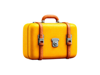 Bright Yellow Vintage Suitcase Isolated on Transparent Background