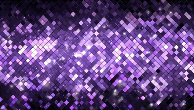 A captivating, shimmering mosaic of vibrant purple and white squares creates a dynamic and dazzling visual effect.