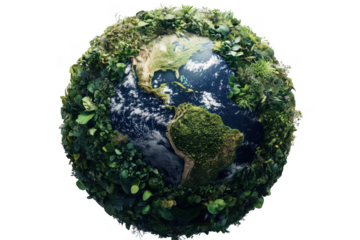 Lush green earth globe covered in vegetation depicting environmental conservation