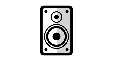 Simple illustration of a modern loudspeaker in grayscale suitable for various audio projects